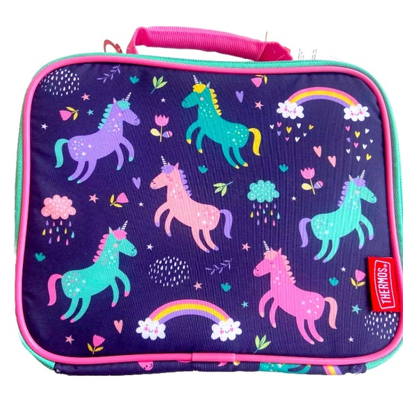 Thermos Kids Soft Insulated Lunch Box Unicorn Rainbow Purple Pink - Picture 2 of 8